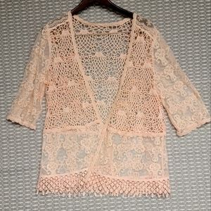 Unknown Brand Womens XL Peach Open Lace Cardigan